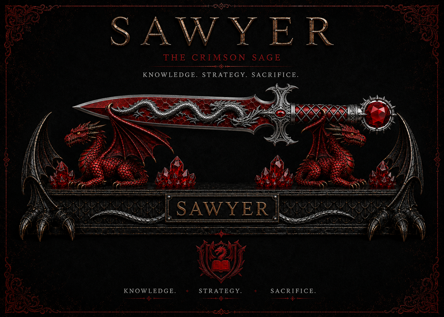 Sawyer & Sliseag — Fourth Wing Collector Dagger with Dragon Stand