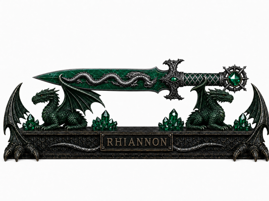 Rhiannon & Feirge — Fourth Wing Collector Dagger with Dragon Stand
